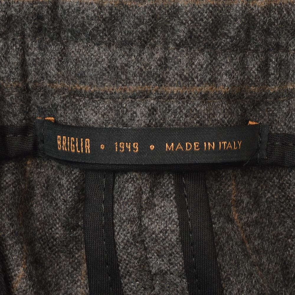 ブリリア BRIGLIA1949 イージースラックス メンズ ストライプ柄パンツ MONTREALP アクティブメリノウール チャコール×ブラウン 国内正規品_11