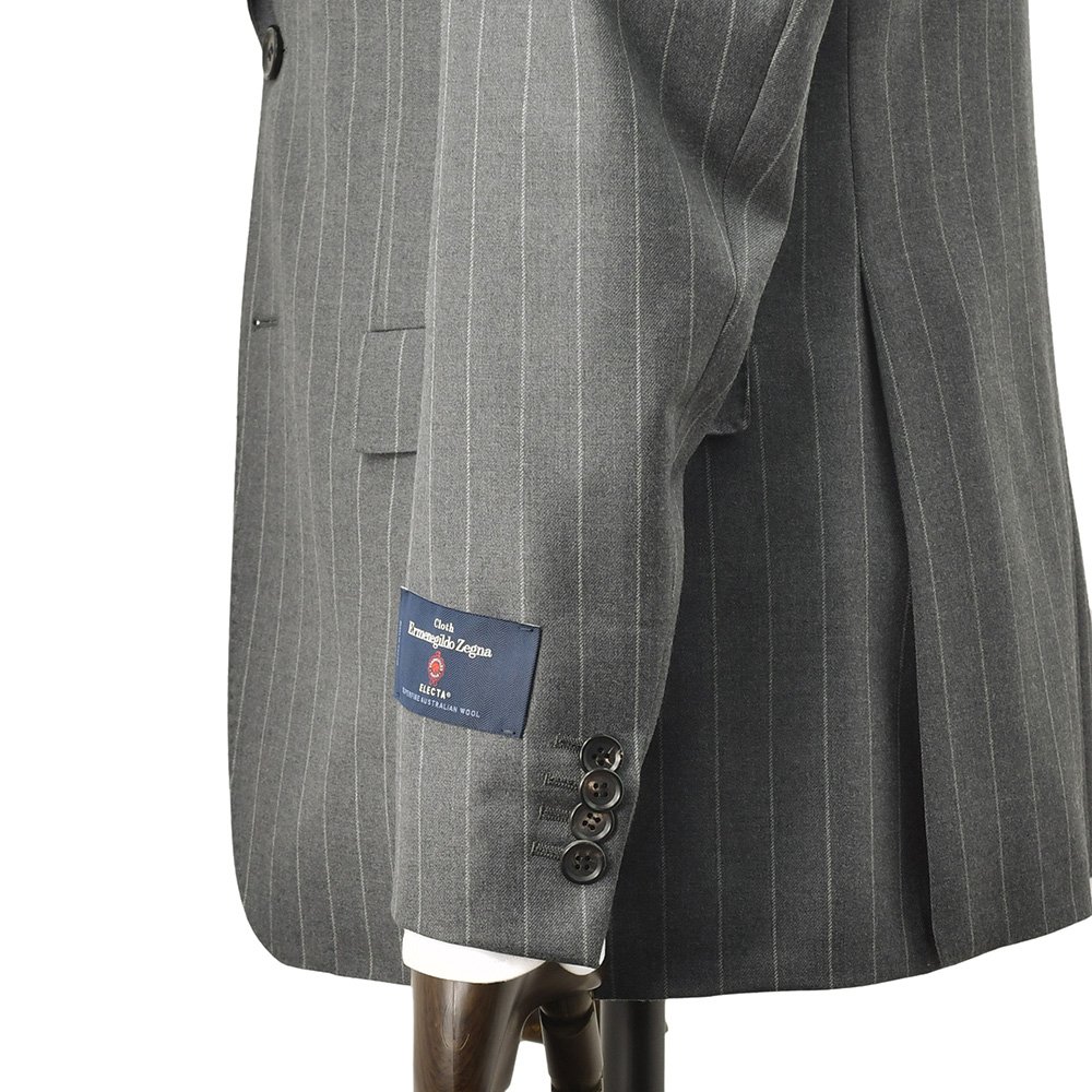 エルメネジルド ゼニア cloth by Ermenegildo Zegna シングルスーツ メンズ 2つ釦フロント グレー スペルラティボ ELECTA エレクタ ウール ピークドラペルの画像