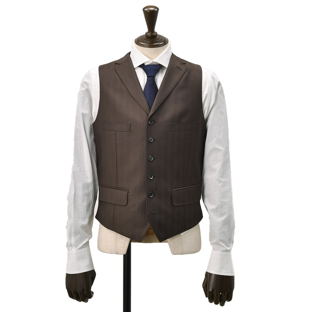 エルメネジルド ゼニア cloth by Ermenegildo Zegna スリーピーススーツ メンズ エレクタウール ヘリンボン柄 ブラウン スペルラティボ 日本製の画像