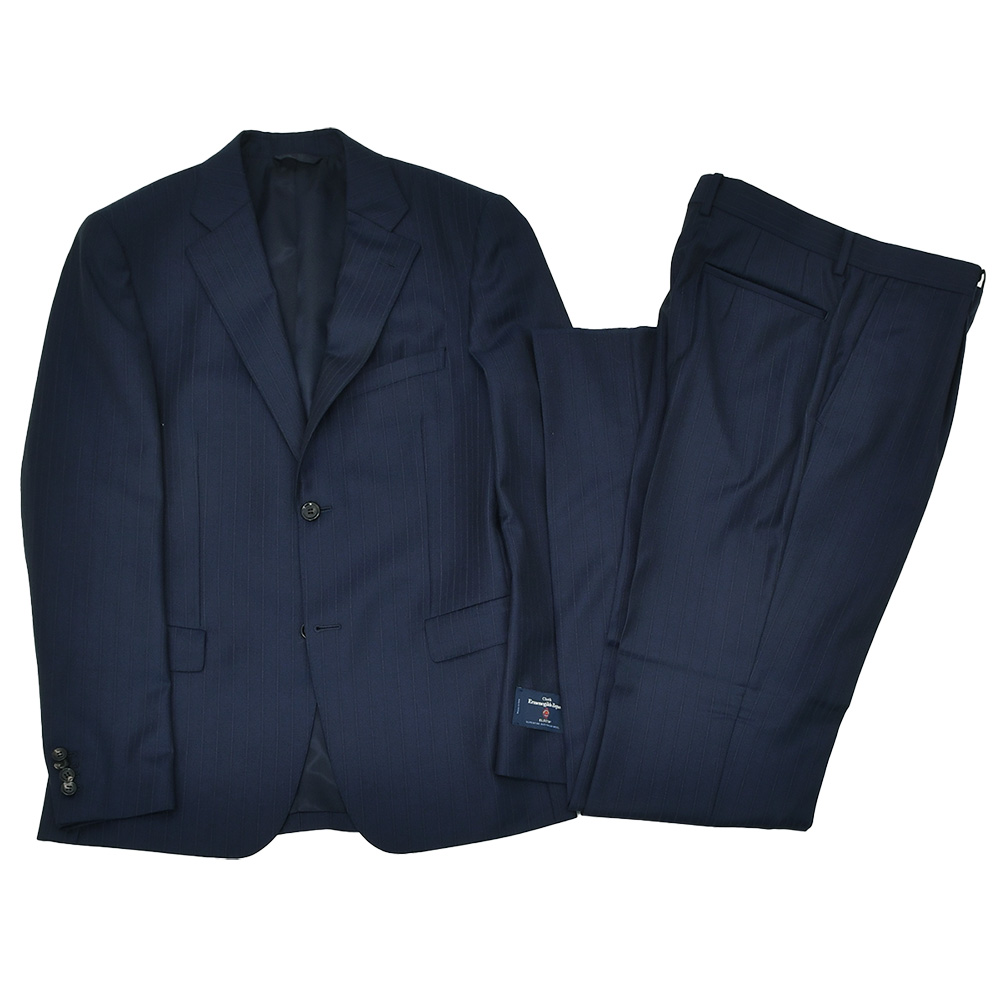 エルメネジルド ゼニア cloth by Ermenegildo Zegna シングルスーツ メンズ エレクタウール生地 ELECTA ピンストライプ柄 ネイビー スペルラティボ 日本製の画像