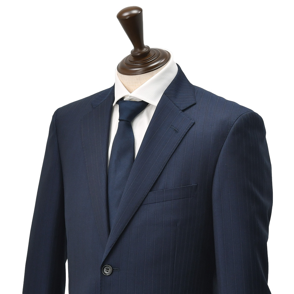 エルメネジルド ゼニア cloth by Ermenegildo Zegna シングルスーツ メンズ エレクタウール生地 ELECTA ピンストライプ柄 ネイビー スペルラティボ 日本製の画像