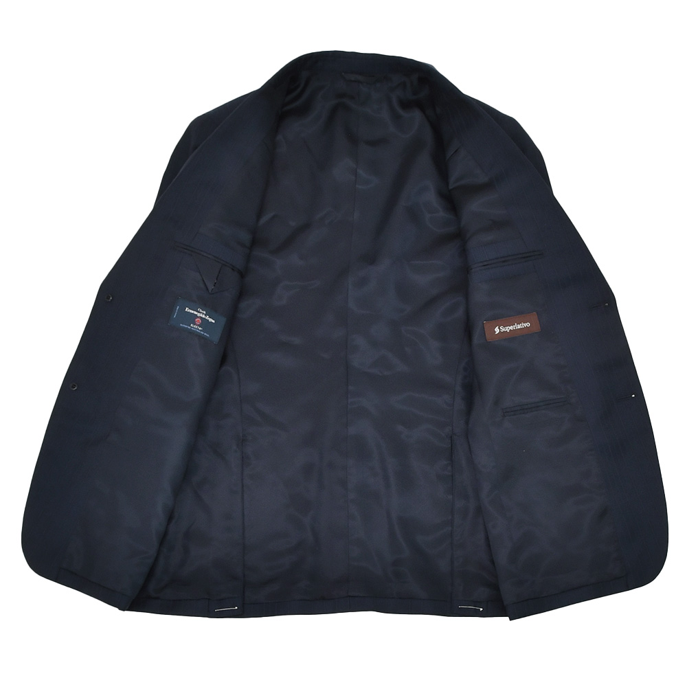 エルメネジルド ゼニア cloth by Ermenegildo Zegna シングルスーツ メンズ エレクタウール生地 ELECTA ピンストライプ柄 ネイビー スペルラティボ 日本製の画像