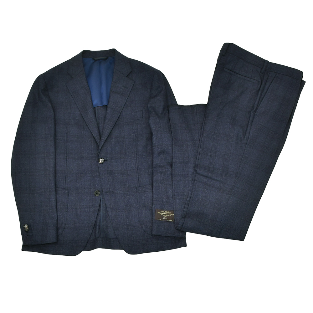 ヴィターレ バルベリス カノニコ VITALE BARBERIS CANONICO シングルスーツ メンズ ウールフランネル Flannel ネイビー 紺 グレンチェック スペルラティボの画像