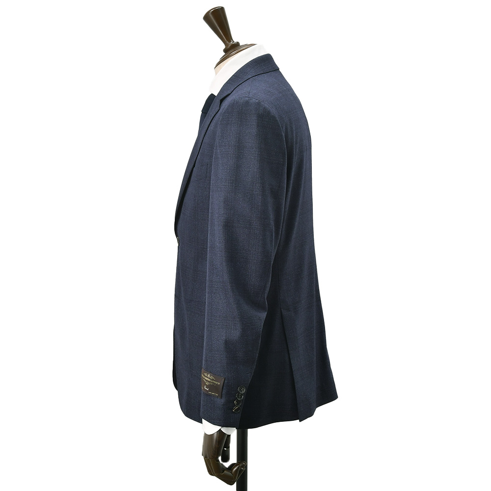ヴィターレ バルベリス カノニコ VITALE BARBERIS CANONICO シングルスーツ メンズ ウールフランネル Flannel ネイビー 紺 グレンチェック スペルラティボの画像
