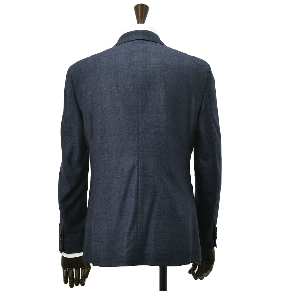 ヴィターレ バルベリス カノニコ VITALE BARBERIS CANONICO シングルスーツ メンズ ウールフランネル Flannel ネイビー 紺 グレンチェック スペルラティボの画像