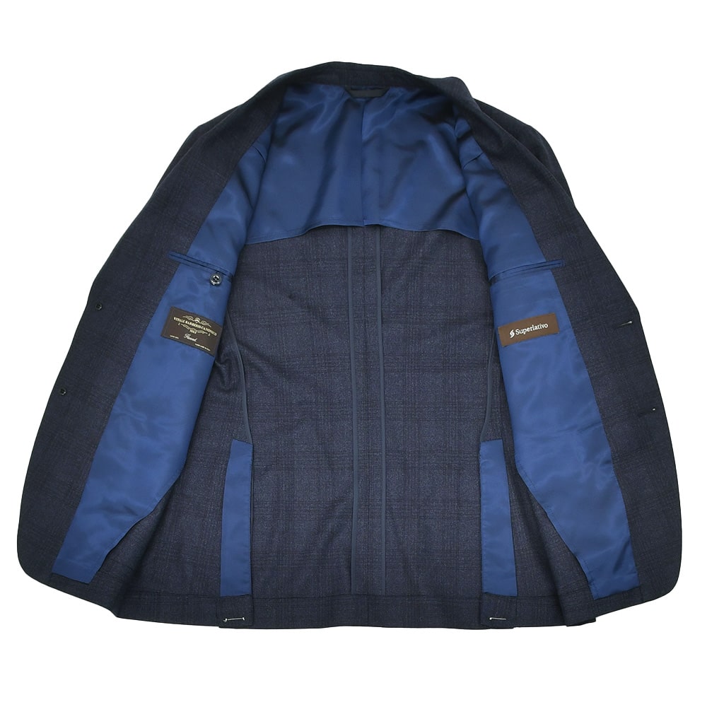 ヴィターレ バルベリス カノニコ VITALE BARBERIS CANONICO シングルスーツ メンズ ウールフランネル Flannel ネイビー 紺 グレンチェック スペルラティボの画像