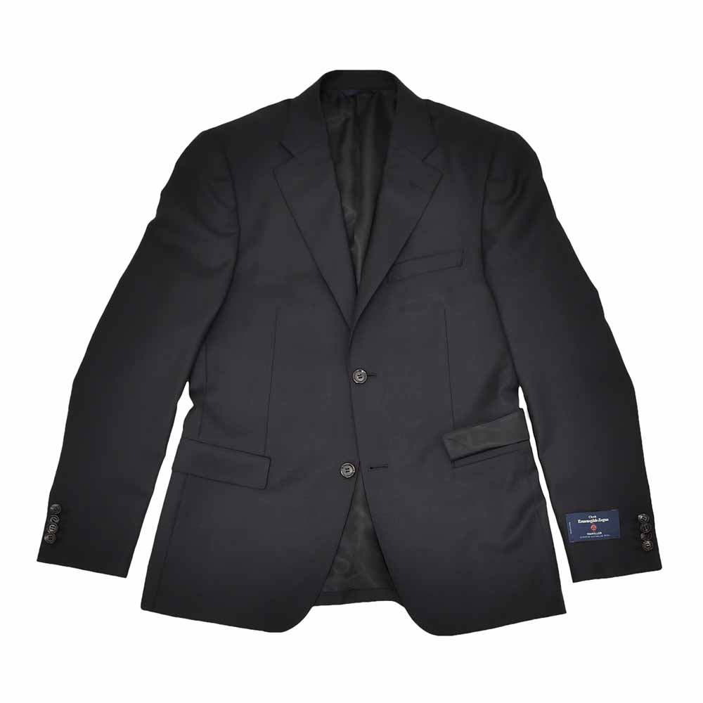 エルメネジルド ゼニア cloth by Ermenegildo Zegna シングルスーツ メンズ 1プリーツスラックス ウール生地 トラベラー ブラック 黒 スペルラティボの画像