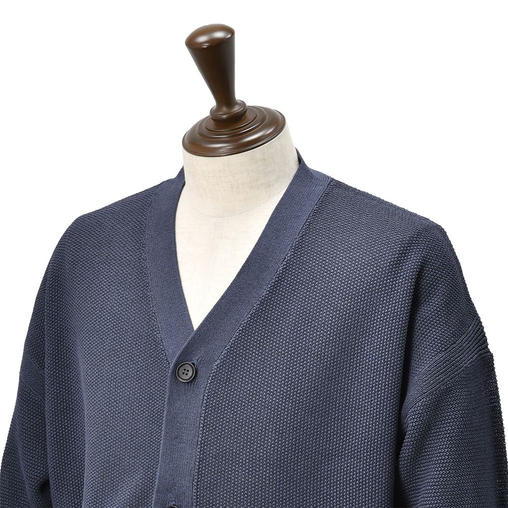 カーディガン メンズ モスステッチニット MOSS STITCH 和紙混紡ポリエステル ネイビー 紺 【URBAN RESEARCH】 リラックスフィット 国内正規品