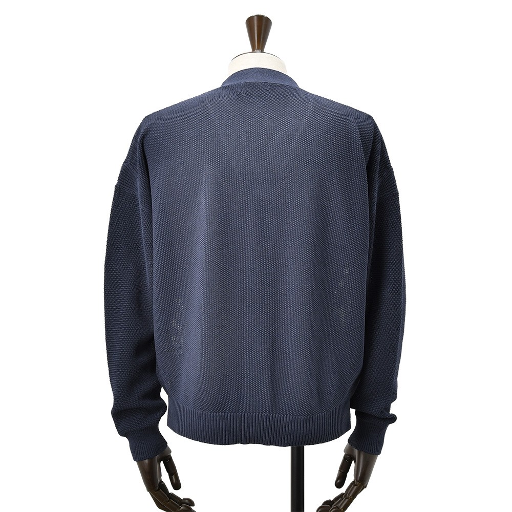カーディガン メンズ モスステッチニット MOSS STITCH 和紙混紡ポリエステル ネイビー 紺 【URBAN RESEARCH】 リラックスフィット 国内正規品