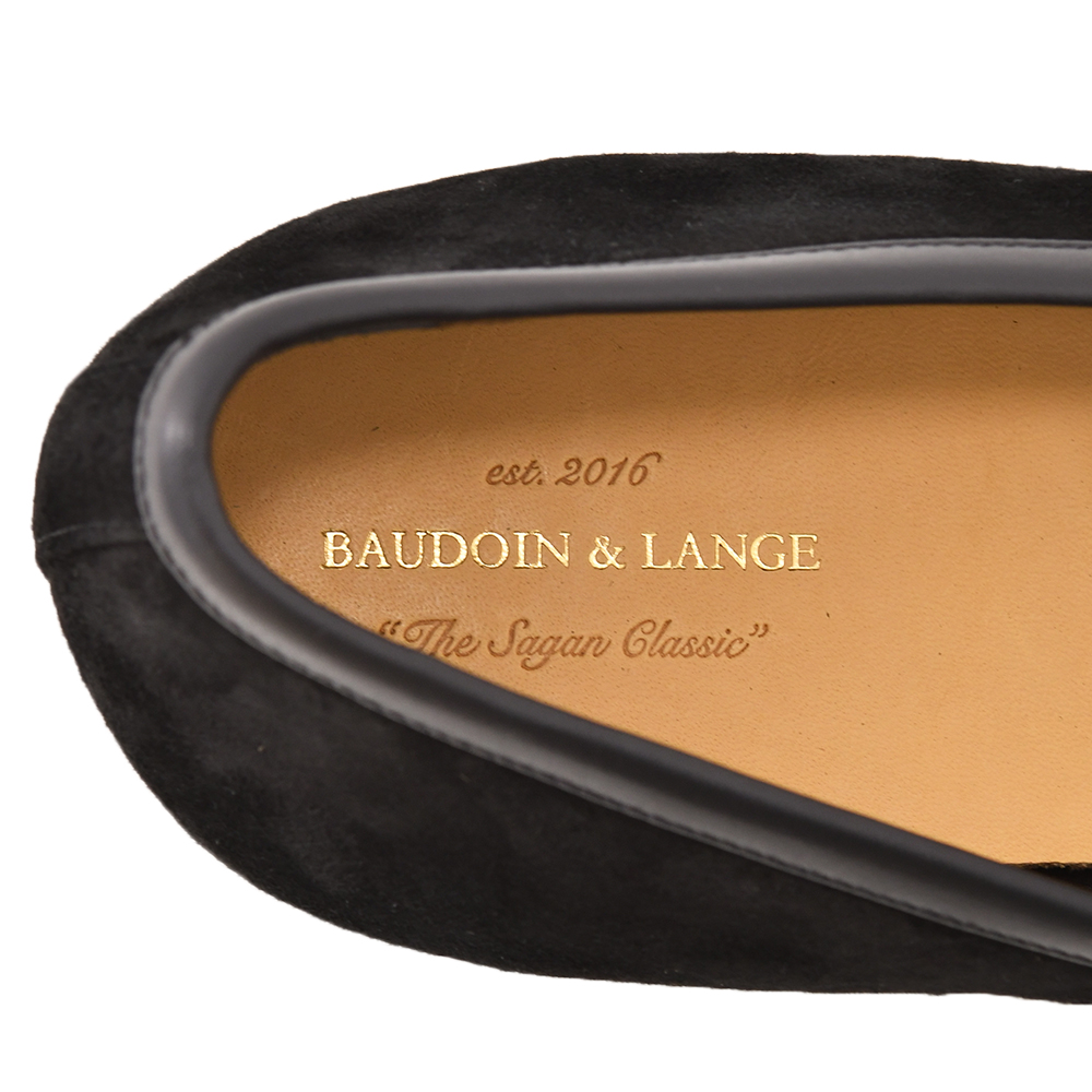 ボードインアンドランジ BAUDOIN & LANGE ベルジャンシューズ メンズ Saganモデル タッセルローファー ブラック 黒 スエードレザー 国内正規品の画像