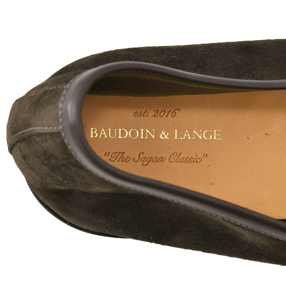ボードインアンドランジ BAUDOIN & LANGE ベルジャンシューズ メンズ Saganモデル タッセルローファー ダークブラウン スエードレザー 国内正規品の画像