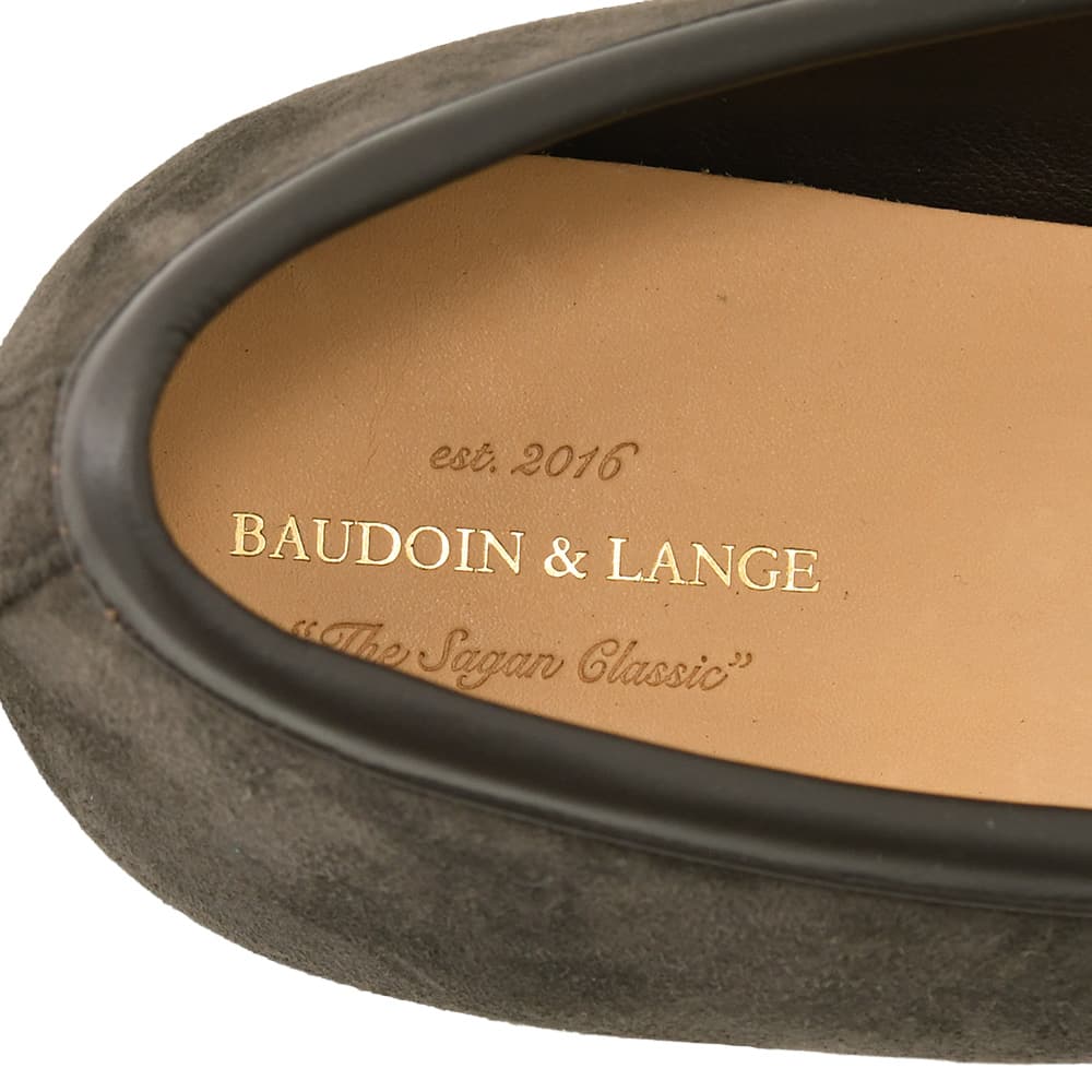 ボードインアンドランジ BAUDOIN & LANGE タッセルローファー メンズ ベルジャンシューズ Saganモデル グレー スエードレザー ラバーソール 国内正規品の画像