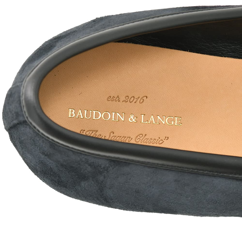 ボードインアンドランジ BAUDOIN & LANGE タッセルローファー メンズ ベルジャンシューズ Sagan ミッドナイトネイビー スエード ラバーソール 国内正規品の画像