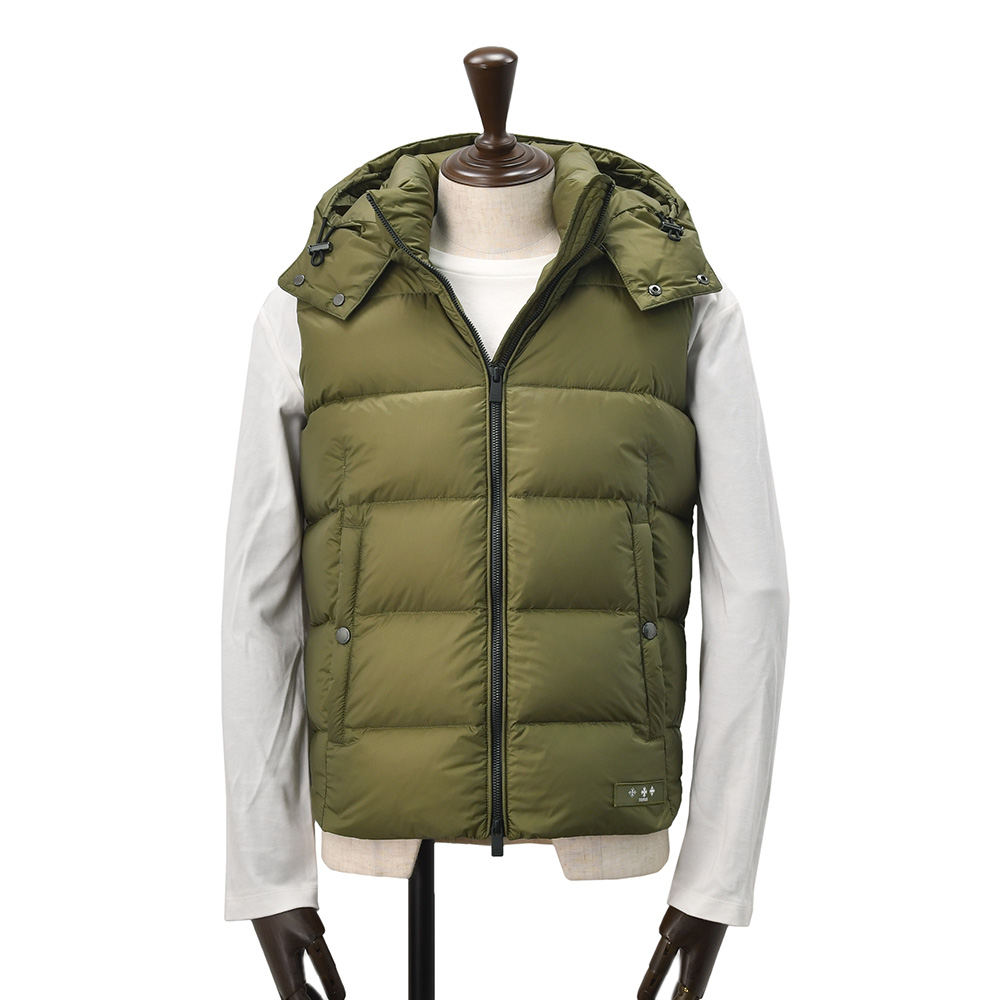 TATRAS フード付きダウンベスト　カーキ タトラス TATRAS ダウンベスト メンズ POSEIDONE ポセイドーネ カーキ