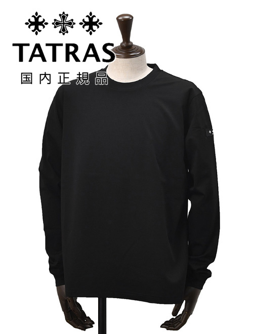 タトラス TATRAS 長袖Tシャツ メンズ オスモ OSMO クルーネックカットソー ブラック 黒 スーピマサイロコットン 左袖同色ロゴワッペン 国内正規品