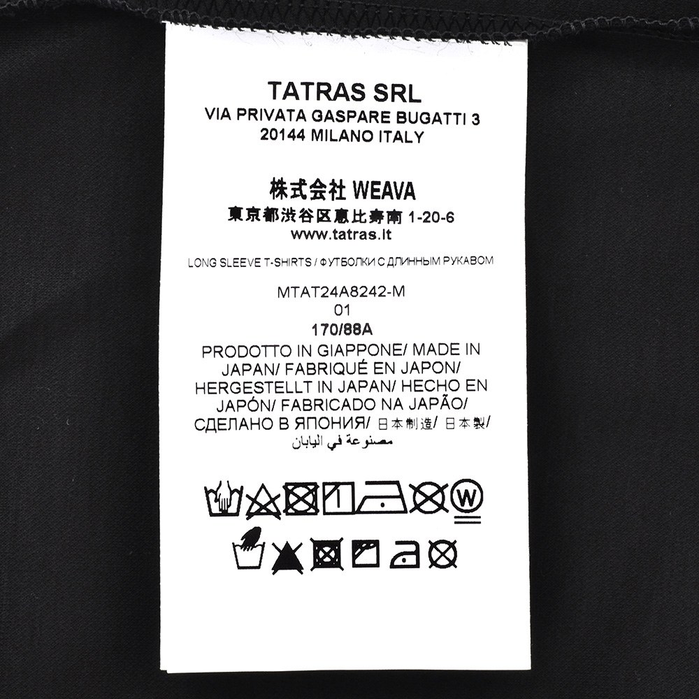 タトラス TATRAS 長袖Tシャツ メンズ オスモ OSMO クルーネックカットソー ブラック 黒 スーピマサイロコットン 左袖同色ロゴワッペン 国内正規品