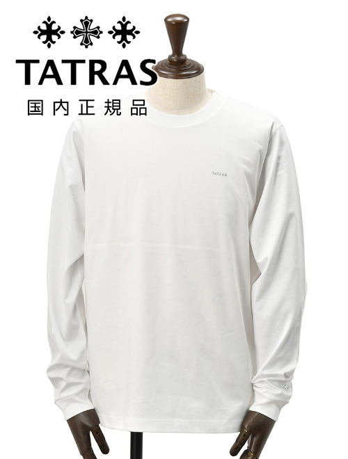 タトラス TATRAS 長袖Tシャツ メンズ シカード SICADO クルーネックカットソー ホワイト 白 40ゲージコットン 左袖エンボスロゴ 国内正規品