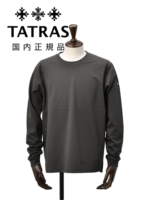 タトラス TATRAS 長袖Tシャツ メンズ クルーネックカットソー オスモ OSMO チャコールグレー コットンジャージー 左袖同色ロゴワッペン 国内正規品 | 