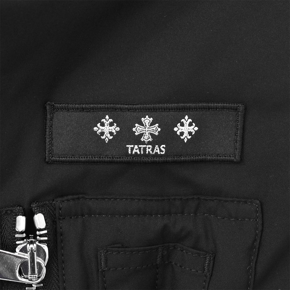タトラス TATRAS MA-1型ダウンジャケット メンズ ミリタリーダウンブルゾン OSODO オソド ブラック 黒 マットナイロン ショート丈 シルバーパーツ 国内正規品の画像