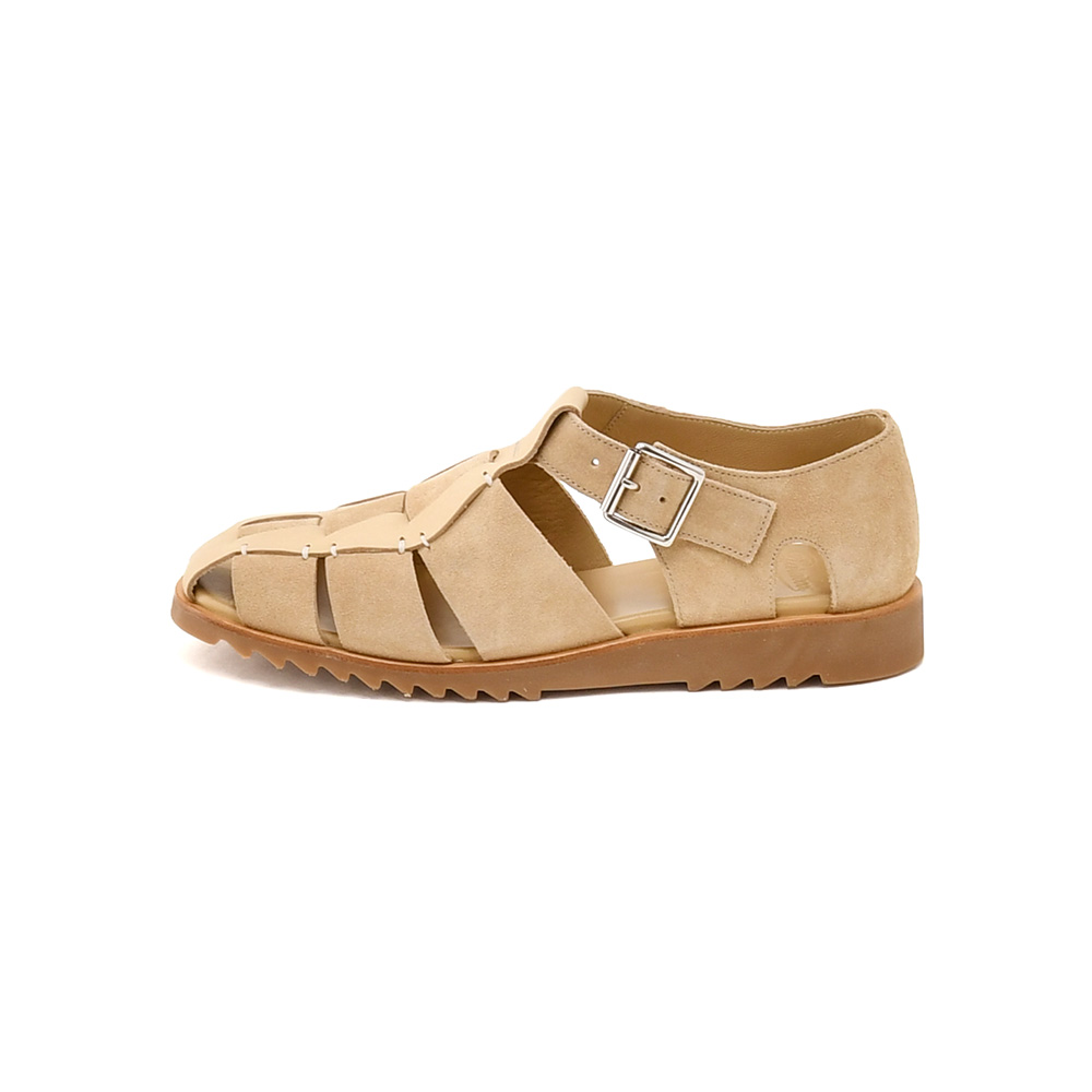 パラブーツ PARABOOT グルカサンダル メンズ PACIFIC パシフィック カーフスエード×スキンレザー ベージュ SPORTソール ストラップ調節 国内正規品の画像