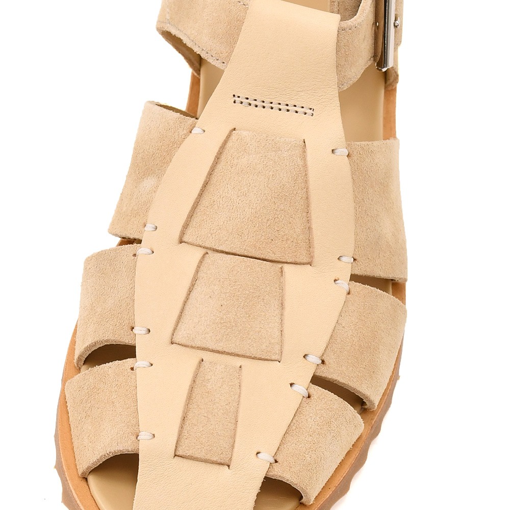 パラブーツ PARABOOT グルカサンダル メンズ PACIFIC パシフィック カーフスエード×スキンレザー ベージュ SPORTソール ストラップ調節 国内正規品の画像