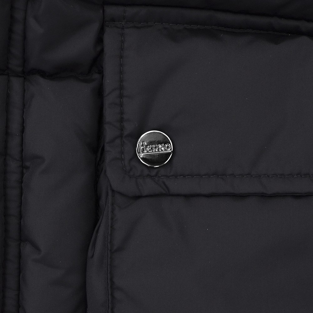 HERNO(ヘルノ) ダウンジャケット メンズ フーディーブルゾン ポーラテック POLAR-TECH ナイロンシャモニー ブラック 黒 国内 ...