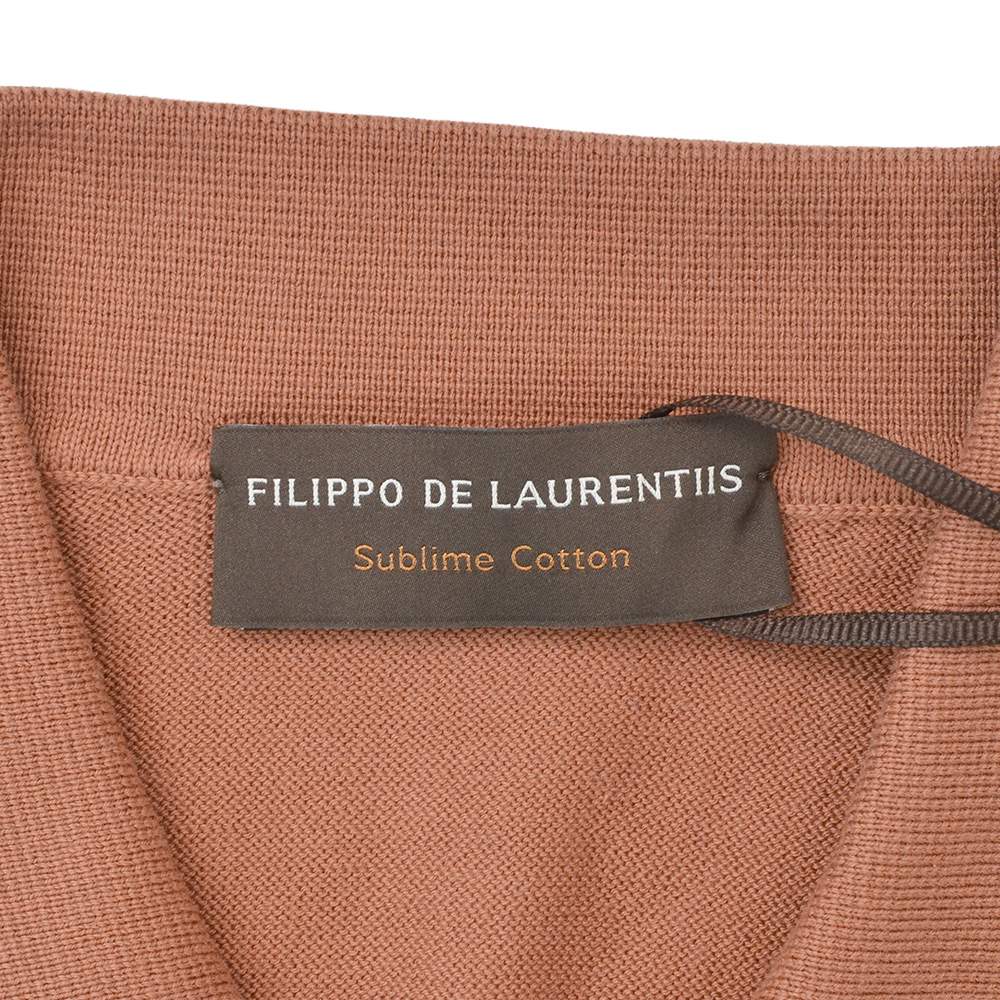 フィリッポ デ ローレンティス FILIPPO DE LAURENTIIS スキッパーニットポロシャツ メンズ サブライムコットン テラコッタ 12ゲージ 国内正規品の画像
