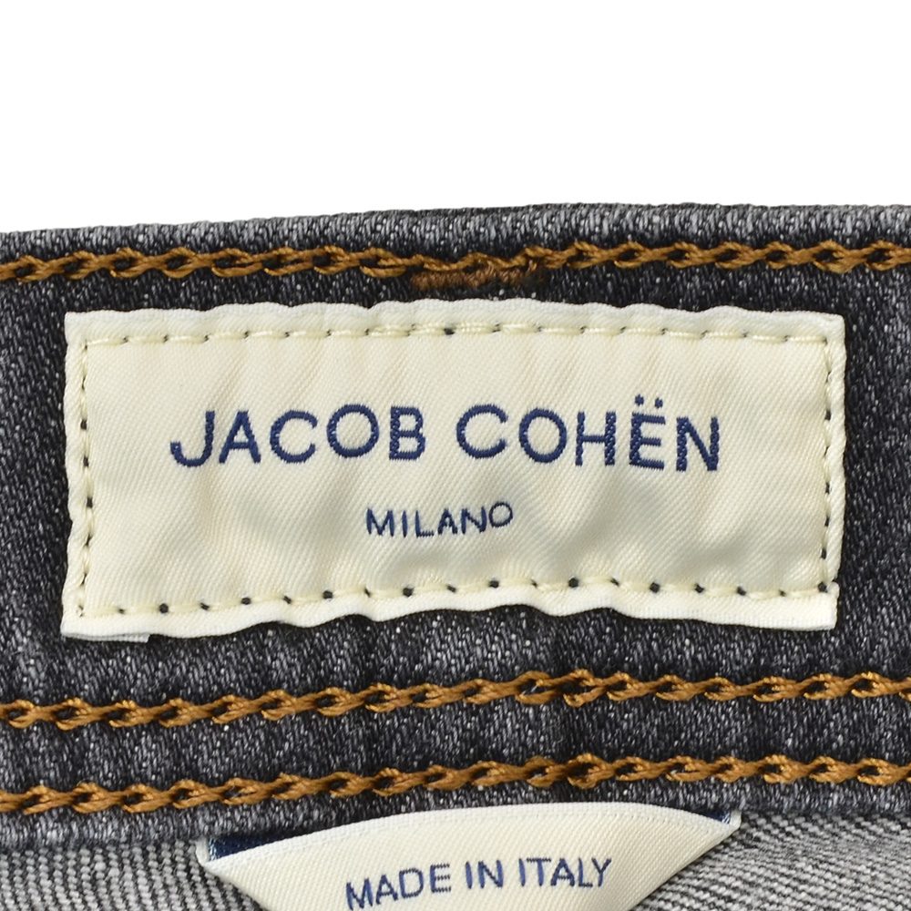 ヤコブコーエン JACOB COHEN ストレッチデニム メンズ  NICK SLIM ニックスリム コットンポリ ブラックウォッシュ  レザーバックパッチ 国内正規品の画像