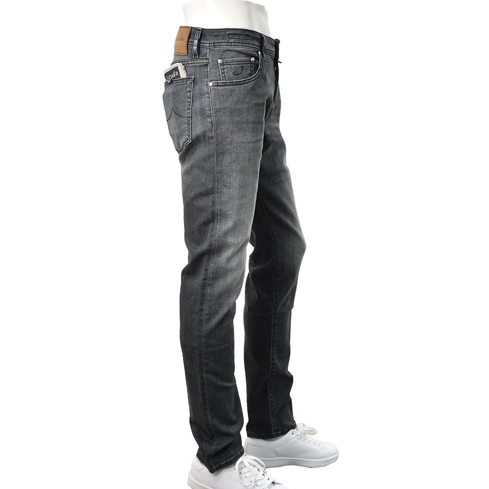 ヤコブコーエン JACOB COHEN ストレッチデニム メンズ  NICK SLIM ニックスリム コットンポリ ブラックウォッシュ  レザーバックパッチ 国内正規品の画像
