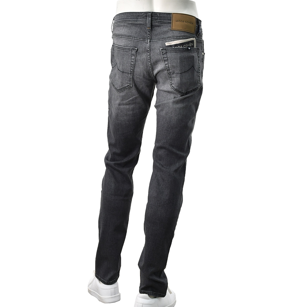 ヤコブコーエン JACOB COHEN ストレッチデニム メンズ  NICK SLIM ニックスリム コットンポリ ブラックウォッシュ  レザーバックパッチ 国内正規品の画像