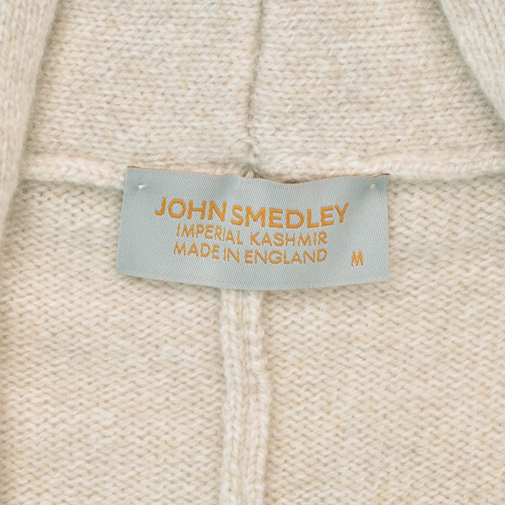 ジョンスメドレー JOHN SMEDLEY ニットカーディガン メンズ カシミア ウール 7ゲージ ライトベージュ ROCKFORDモデル ショールカラー国内正規品の画像