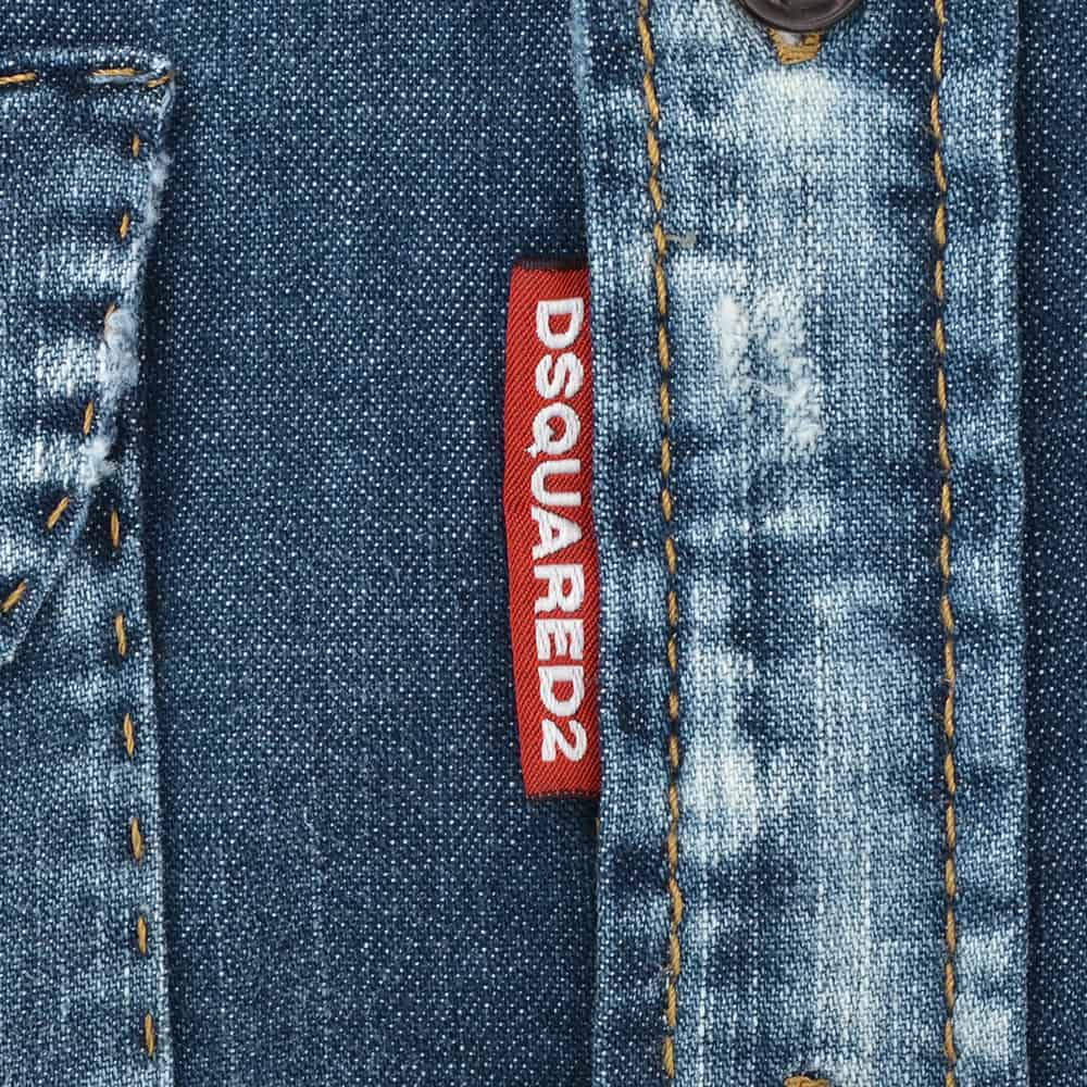 ディースクエアード DSQUARED2 ヴィンテージデニムシャツ メンズ ダメージシャツ ストレッチデニム ブルーウォッシュ リラックスフィット 国内正規品の画像
