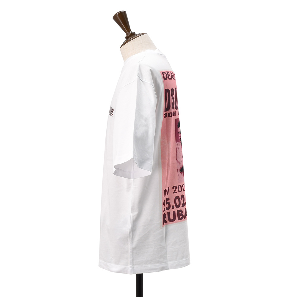 ディースクエアード DSQUARED2 半袖Ｔシャツ メンズ カットソー コットン ホワイト 白 30th Anniversary記念Tシャツ グラフィック ルーズフィット 国内正規品の画像