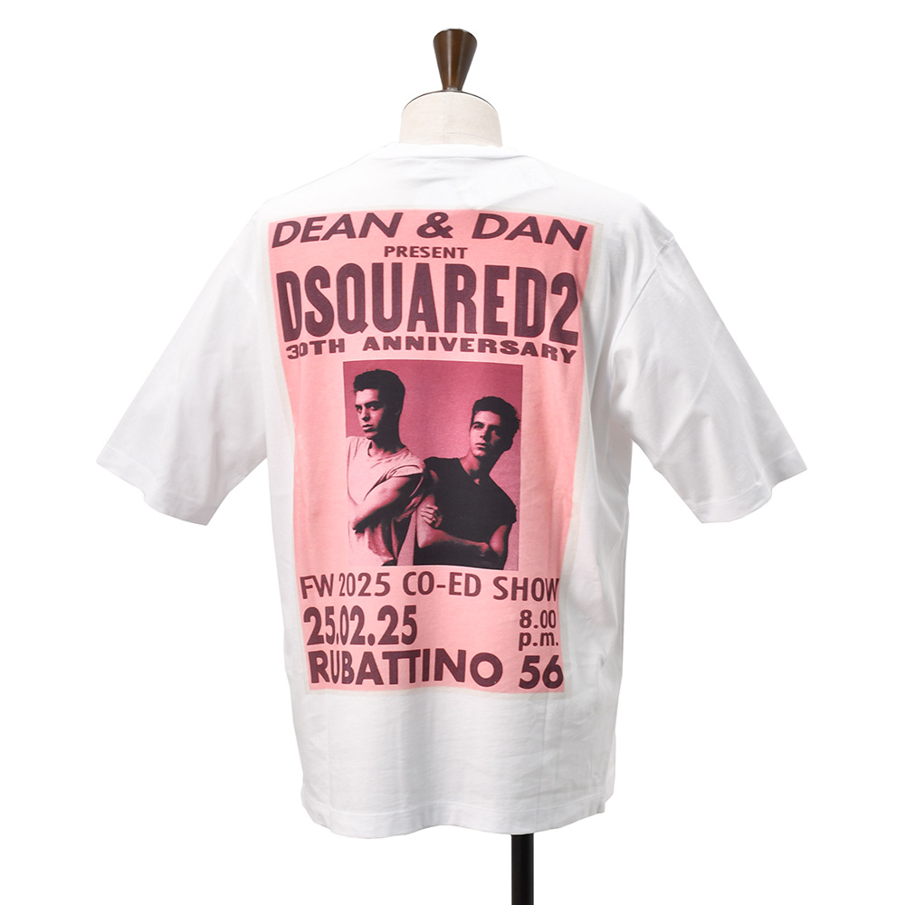ディースクエアード DSQUARED2 半袖Ｔシャツ メンズ カットソー コットン ホワイト 白 30th Anniversary記念Tシャツ グラフィック ルーズフィット 国内正規品の画像
