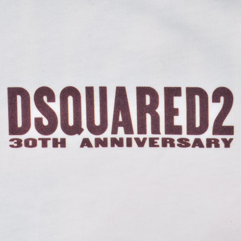 ディースクエアード DSQUARED2 半袖Ｔシャツ メンズ カットソー コットン ホワイト 白 30th Anniversary記念Tシャツ グラフィック ルーズフィット 国内正規品の画像