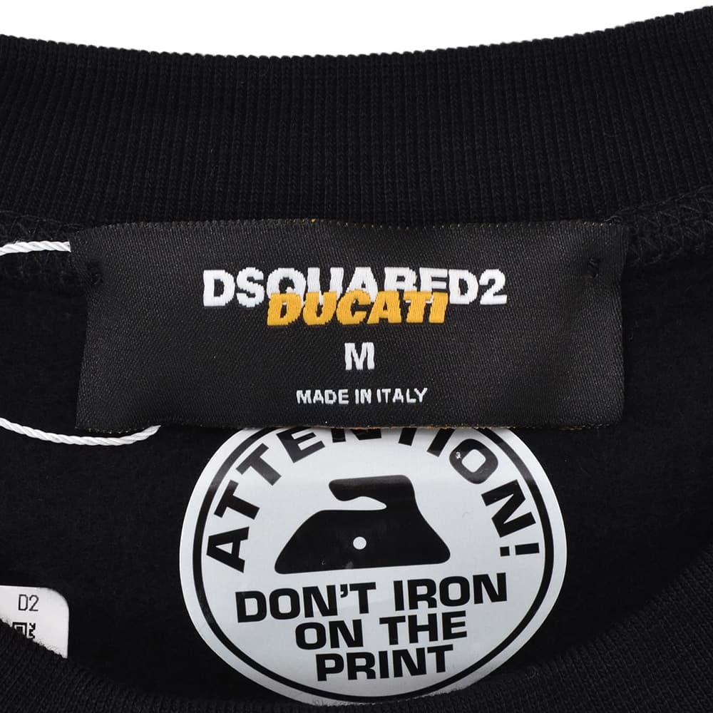 ディースクエアード DSQUARED2 トレーナー メンズ  DUCATIコラボ コットン ブラック 黒 リブ仕様 ロゴラバープリント 国内正規品の画像