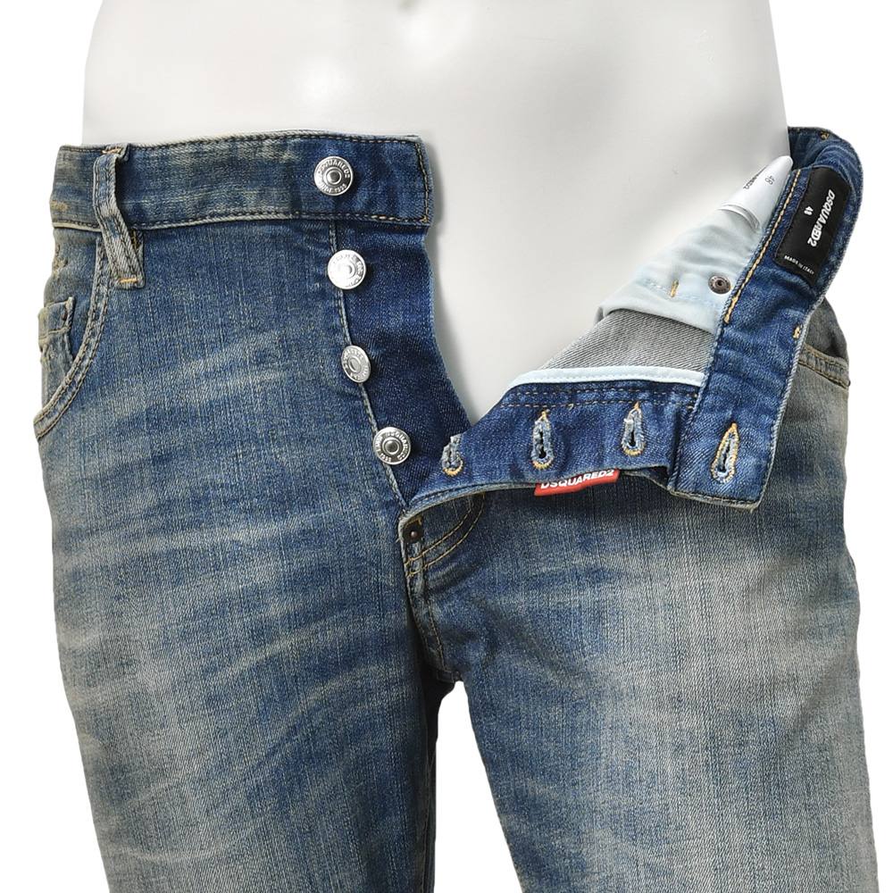 ディースクエアード DSQUARED2 スリムテーパードデニム メンズ コットンストレッチジーンズ SKATER JEAN スケータージーン ヴィンテージブルー 国内正規品の画像