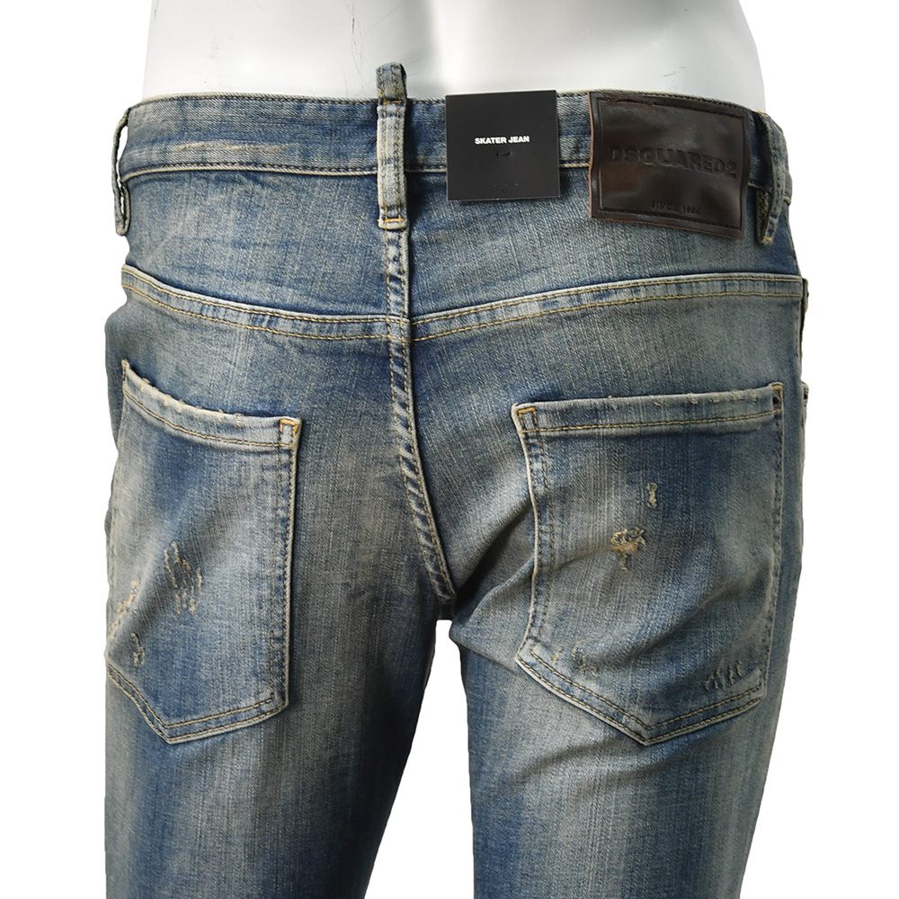 ディースクエアード DSQUARED2 スリムテーパードデニム メンズ コットンストレッチジーンズ SKATER JEAN スケータージーン ヴィンテージブルー 国内正規品の画像