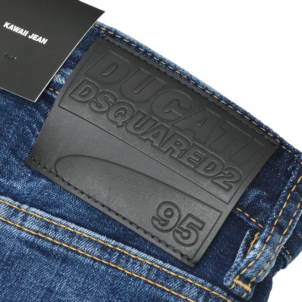 ディースクエアード DSQUARED2 ダメージデニム メンズ DUCATIコラボ Kawaii Jeansモデル コットン インディゴブルーウォッシュ   国内正規品の画像