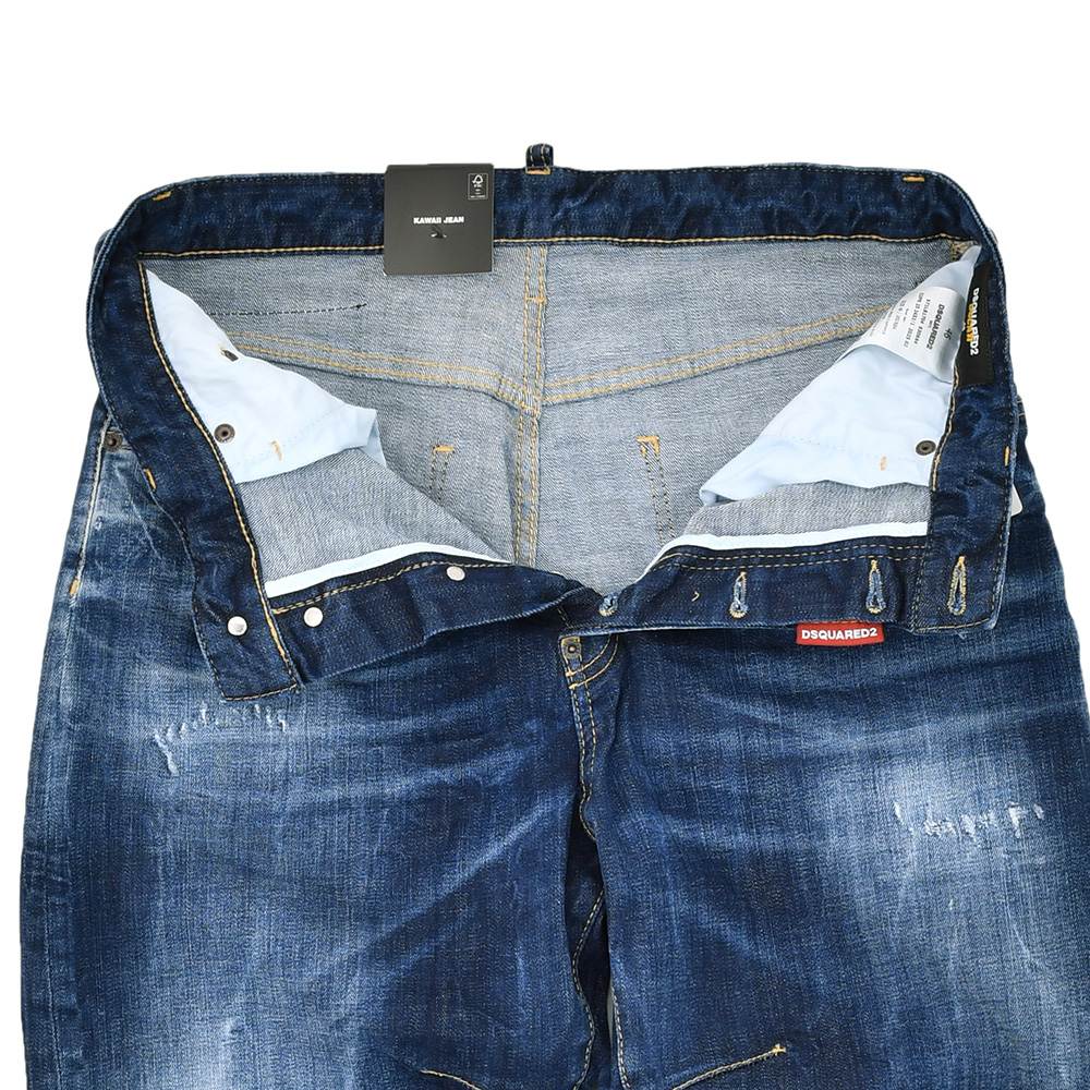 ディースクエアード DSQUARED2 ダメージデニム メンズ DUCATIコラボ Kawaii Jeansモデル コットン インディゴブルーウォッシュ   国内正規品の画像
