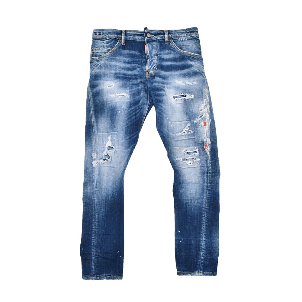 ディースクエアード DSQUARED2 ダメージデニムパンツ メンズ Slim Twist Jean スリムツイスト ブルーウォッシュスリムテーパード リペア加工 国内正規品の画像