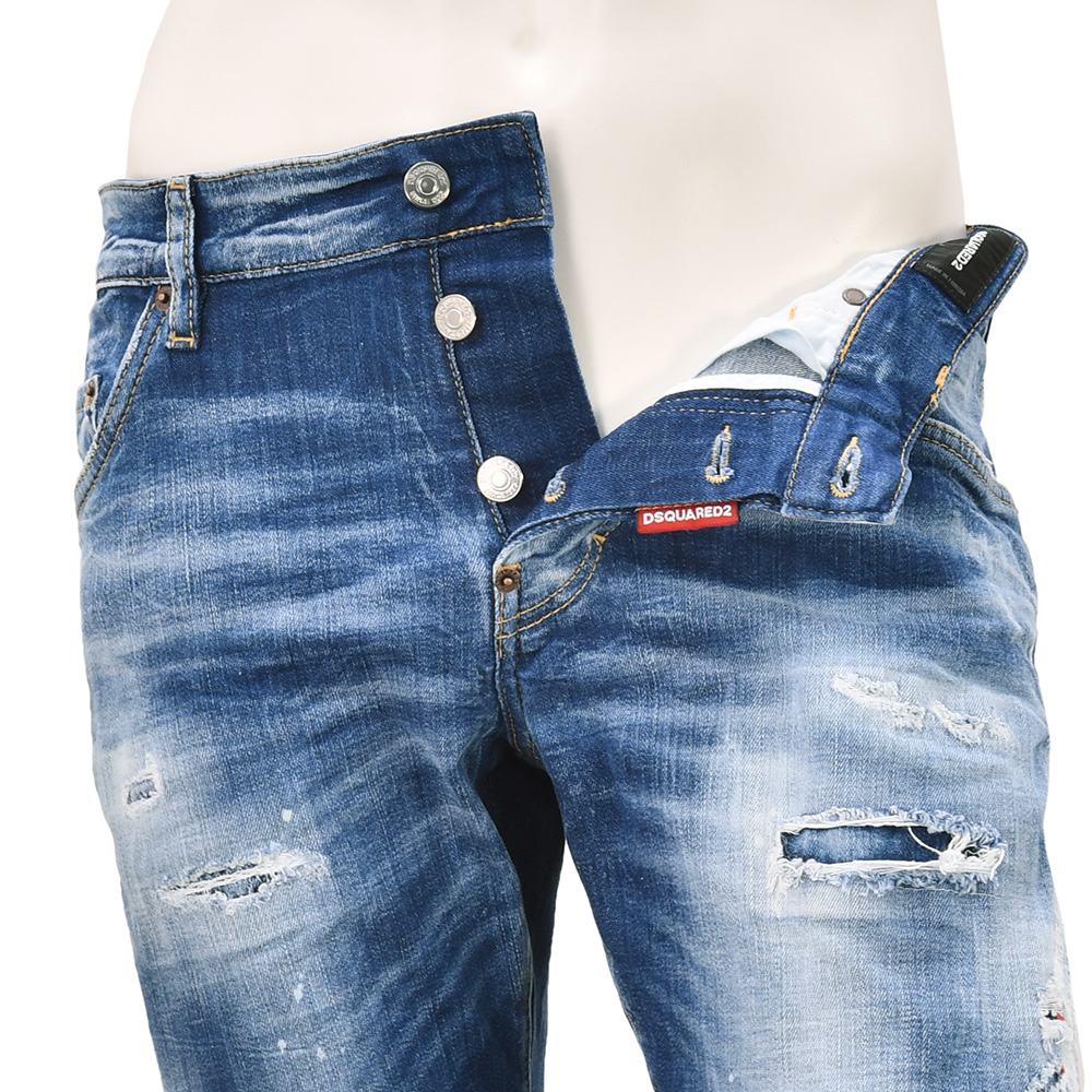 ディースクエアード DSQUARED2 ダメージデニムパンツ メンズ Slim Twist Jean スリムツイスト ブルーウォッシュスリムテーパード リペア加工 国内正規品の画像