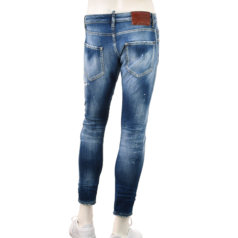ディースクエアード DSQUARED2 ダメージデニムパンツ メンズ Slim Twist Jean スリムツイスト ブルーウォッシュスリムテーパード リペア加工 国内正規品の画像