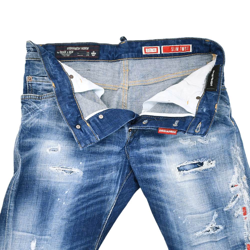 ディースクエアード DSQUARED2 ダメージデニムパンツ メンズ Slim Twist Jean スリムツイスト ブルーウォッシュスリムテーパード リペア加工 国内正規品の画像