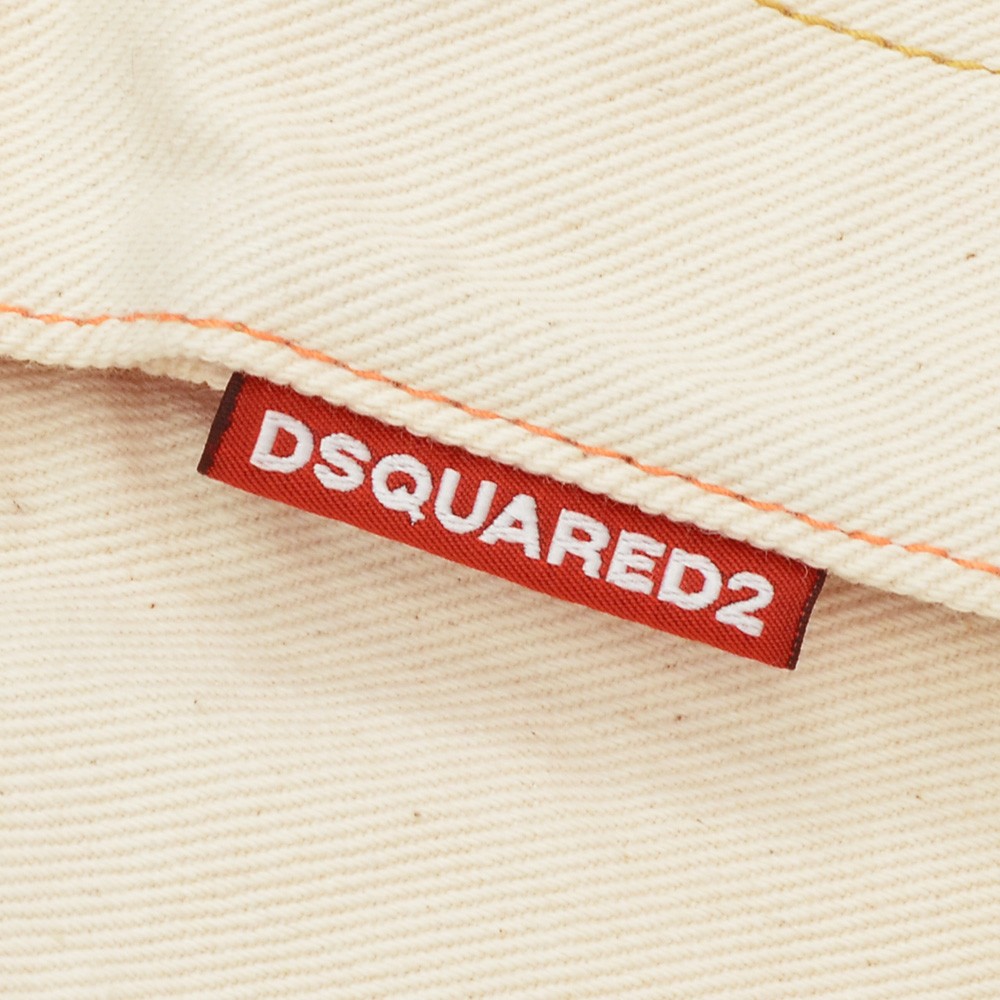 ディースクエアード DSQUARED2 デニムパンツ メンズ コットン100％デニム 642 JEAN アイボリー 生成り ストレートレッグ オレンジステッチ 国内正規品の画像