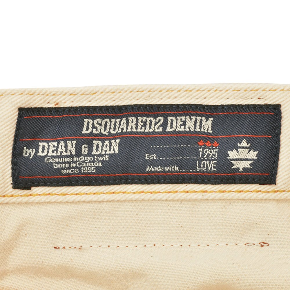 ディースクエアード DSQUARED2 デニムパンツ メンズ コットン100％デニム 642 JEAN アイボリー 生成り ストレートレッグ オレンジステッチ 国内正規品の画像