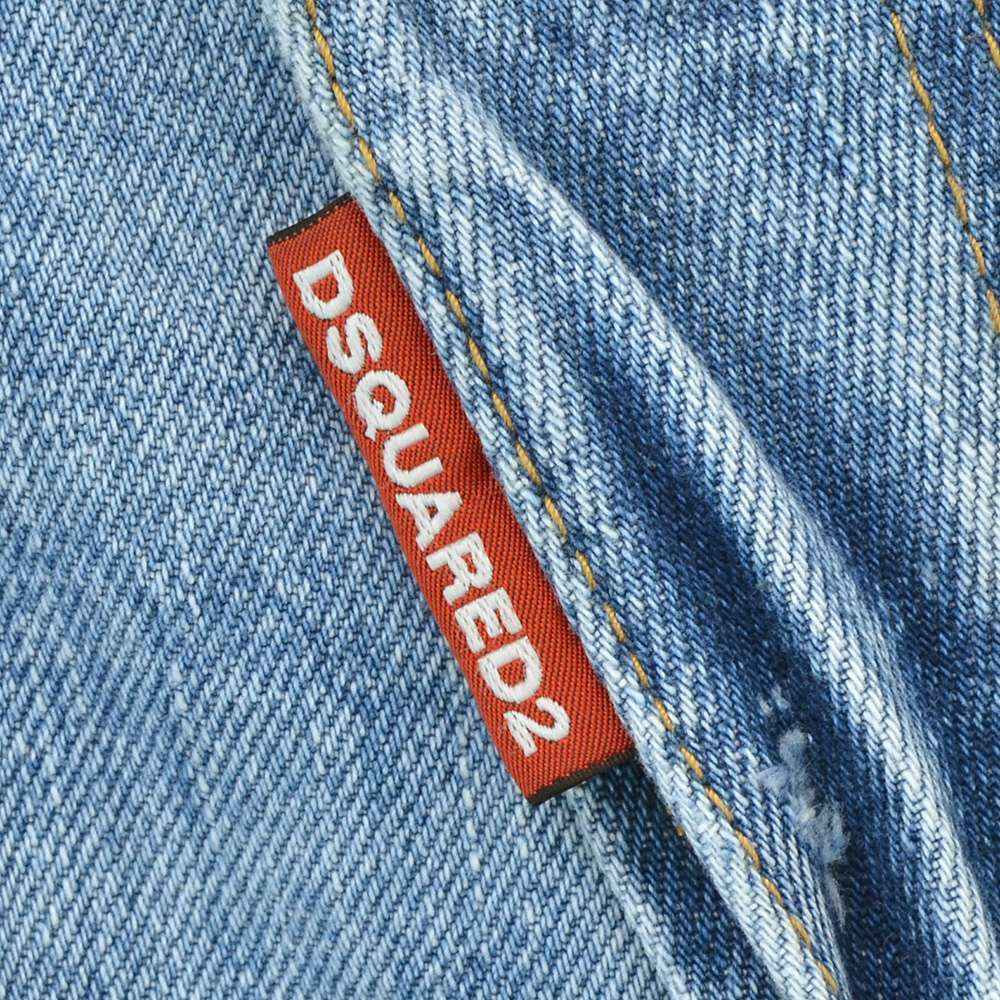 ディースクエアード DSQUARED2 ダメージデニムパンツ メンズ コットン100％ Teddy Jean テディ ライトブルーウォッシュ リラックステーパード 国内正規品の画像