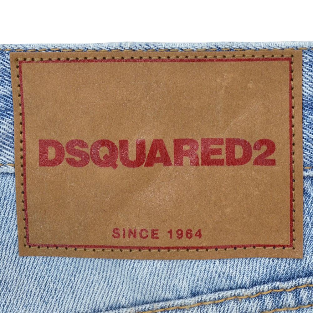 ディースクエアード DSQUARED2 ダメージデニムパンツ メンズ コットン100％ Teddy Jean テディ ライトブルーウォッシュ リラックステーパード 国内正規品の画像