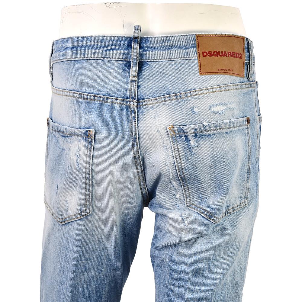 ディースクエアード DSQUARED2 ダメージデニムパンツ メンズ コットン100％ Teddy Jean テディ ライトブルーウォッシュ リラックステーパード 国内正規品の画像