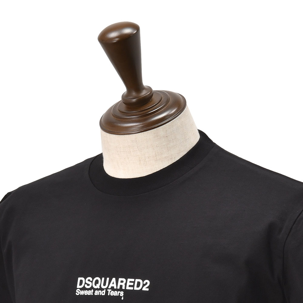 ディースクエアード　DSQUARED2 半袖Tシャツ メンズ クルーネックカットソー ロゴプリント ブラック 黒 コットンジャージー レギュラーフィット 国内正規品｜deradera｜03